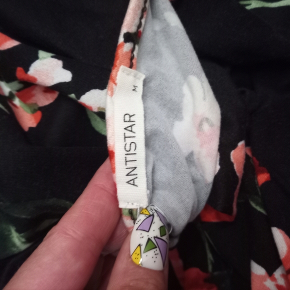 Pink and White Asymmetrical Sheath Dress with Flutter Sleeves - Picture 2 of 2